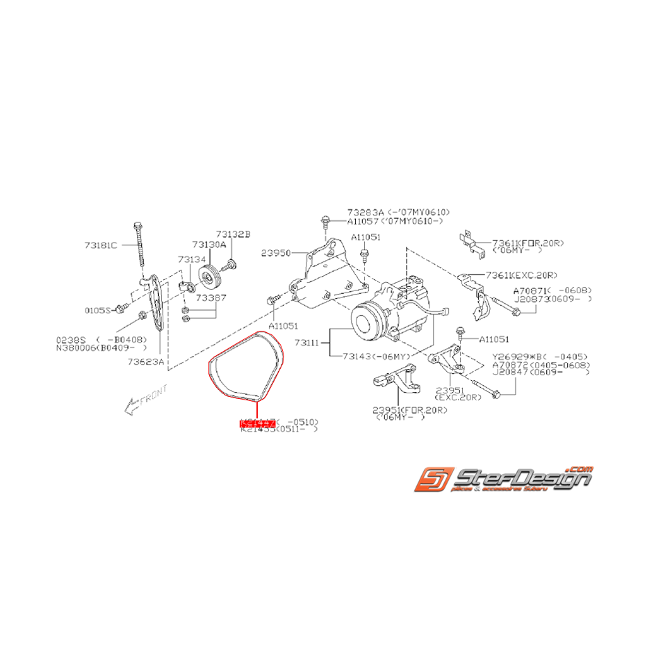 Courroie de climatisation origine SUBARU LEGACY 2004