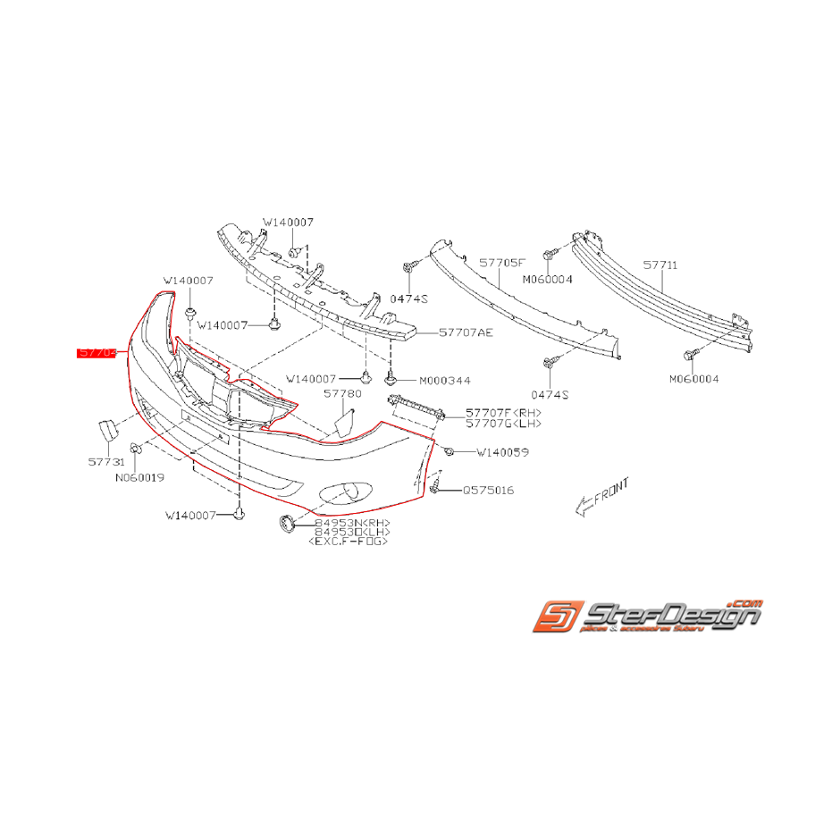 Pare choc avant origine SUBARU WRX 08-11 et Diesel