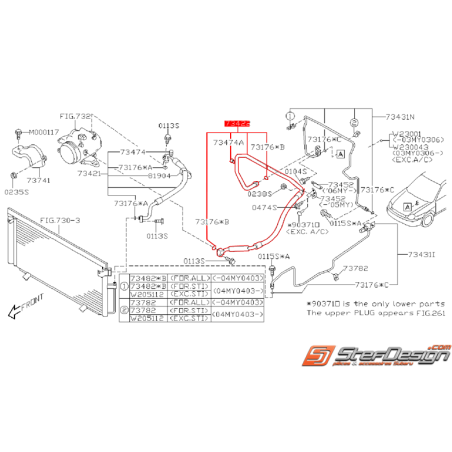 Durite de climatisation origine SUBARU STI 01-05