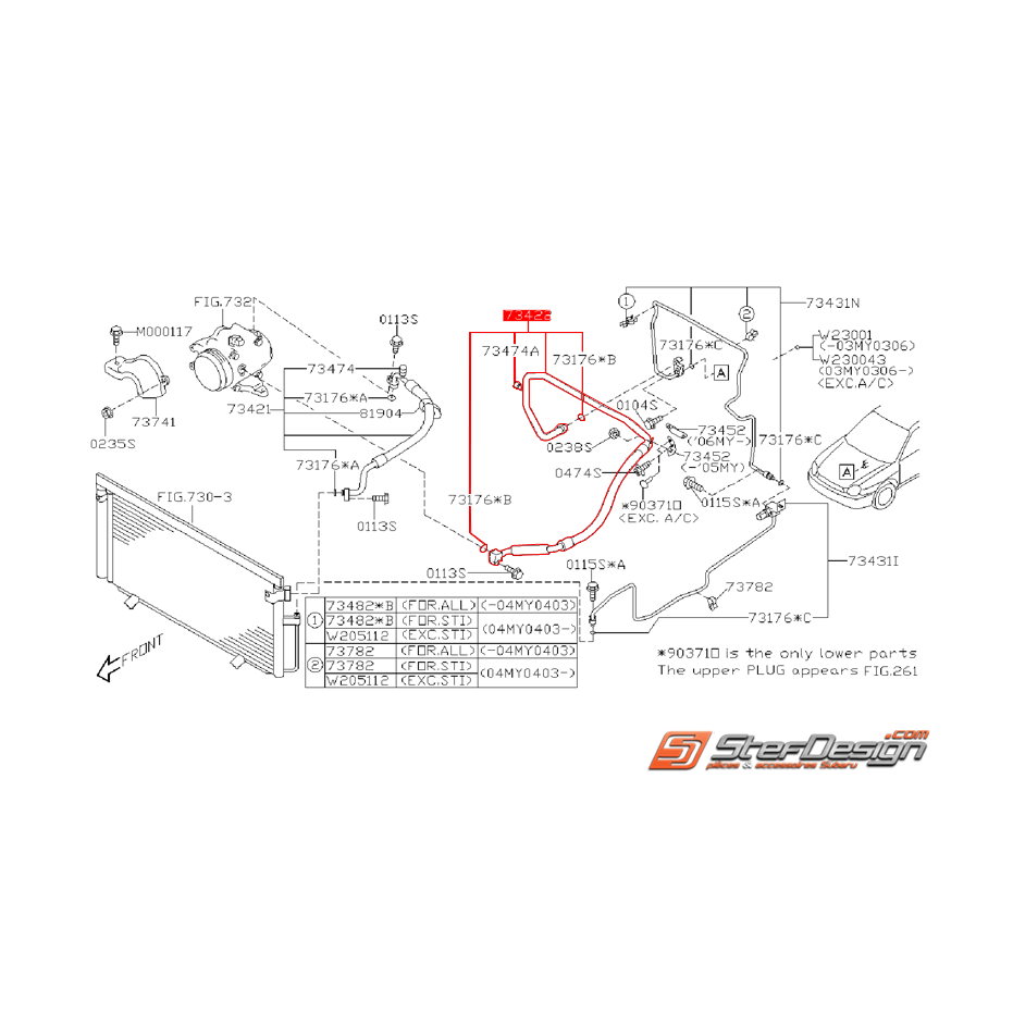 Durite de climatisation origine SUBARU STI 01-05