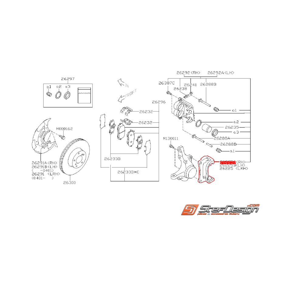 Support d'étrier de frein avant SUBARU 2.0L Atmo 2005
