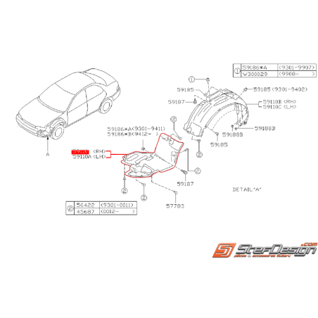 Plaque sous-pare choc origine SUBARU ATMO de 98-00