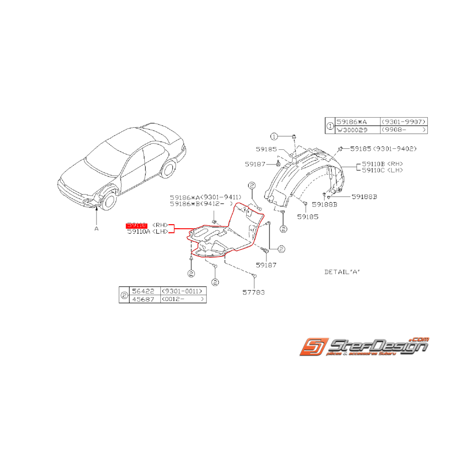 Plaque sous-pare choc origine SUBARU ATMO de 98-00
