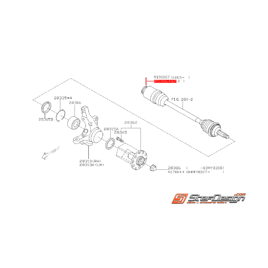 Goupille de cardan origine SUBARU WRX 01-05 et STI 03-05 Goupille de cardan origine SUBARU WRX 01-05 et STI 03-05