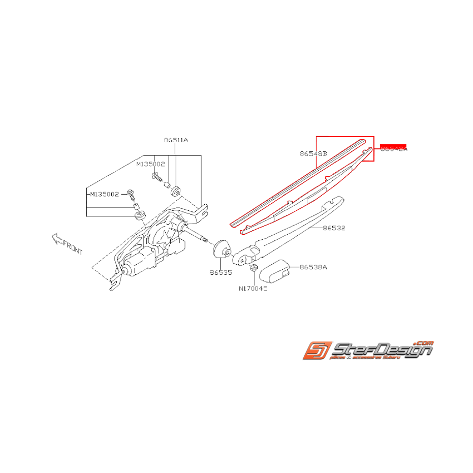 Balai d'essuie glace arrière origine SUBARU WRX/STI 08-14