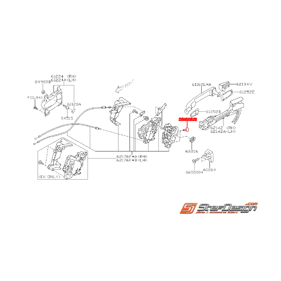 Vis de fixation de système de fermeture de porte arrière SUBARU WRX/STI 08-14