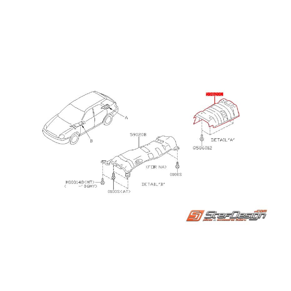 Protection pare-chaleur d'échappement arrière SUBARU WRX/STI 02-07 Protection pare-chaleur d'échappement arrière SUBARU WRX/STI 02-07