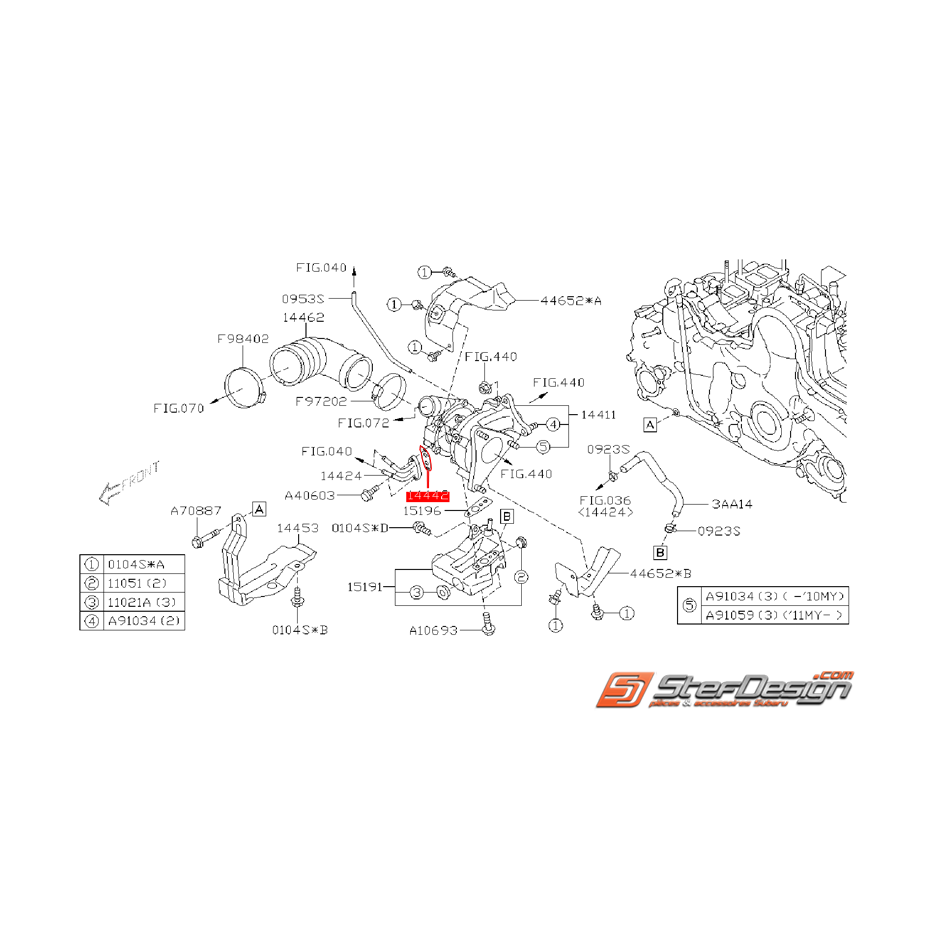 Joint d'eau de turbo SUBARU Diesel 2009