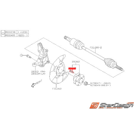 Goujon de roue origine SUBARU WRX 08-11 STI 06-18 FORESTER 09-12