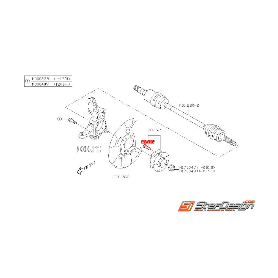 Goujon de roue origine SUBARU WRX 08-11 STI 06-18 FORESTER 09-12