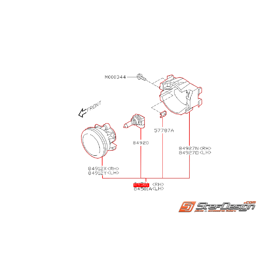 Anti-brouillard complet origine SUBARU STI 11-14