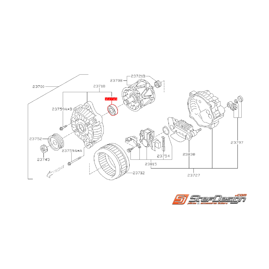 Roulement transversale d'alternateur SUBARU GT 97-00 WRX/STI 01-14