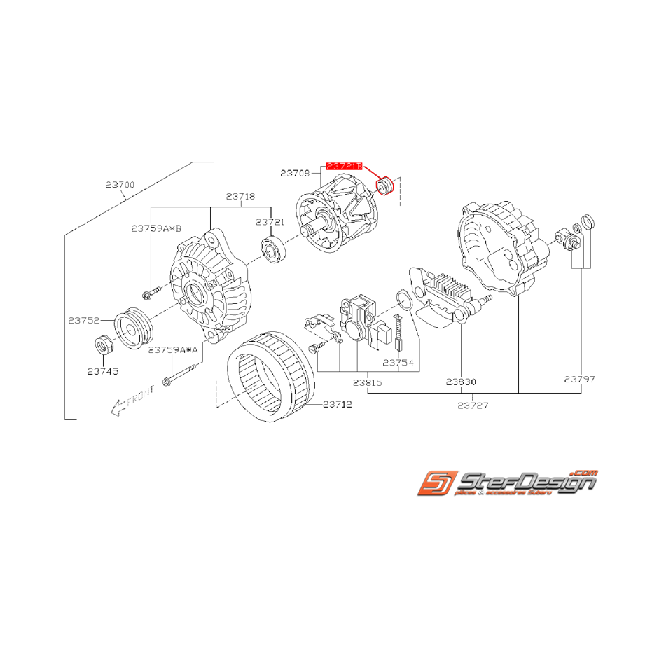 Roulement radiale d'alternateur SUBARU GT 93-00 WRX/STI 01-14