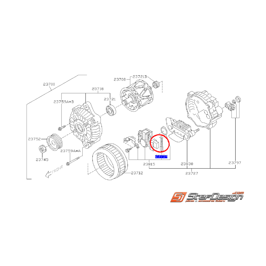 Balais d’alternateur origine SUBARU GT 93-00 WRX/STI 01-14