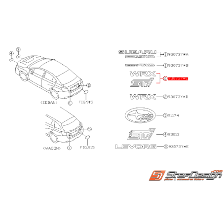 Logo de coffre "WRX STI" SUBARU STI 2015