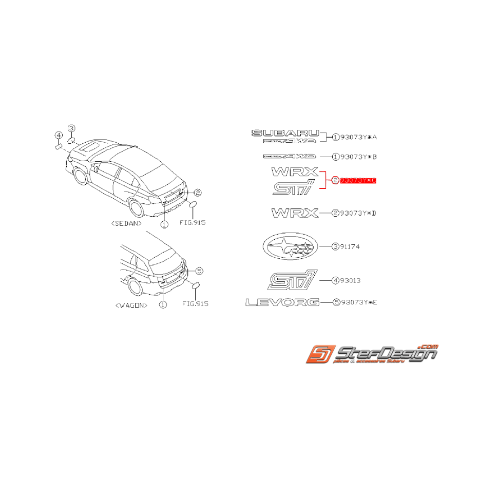 Logo de coffre "WRX STI" SUBARU STI 2015