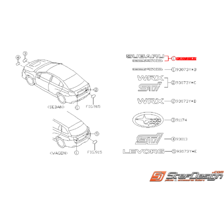 Logo de coffre SUBARU "SUBARU AWD" SUBARU STI 2015