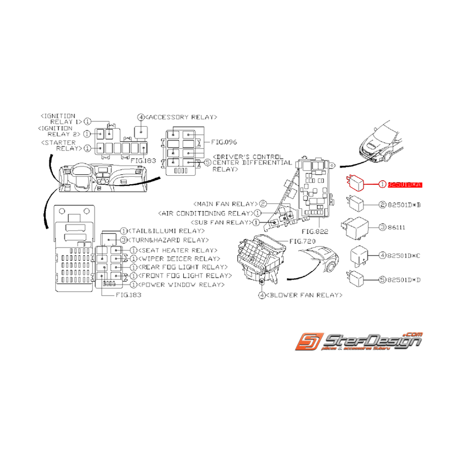 Relais de feu anti-brouillard avant et arrière SUBARU WRX/STI 08-14