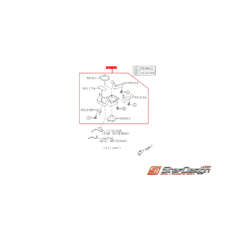 Entourage plastique de levier de vitesse SUBARU STI 2015