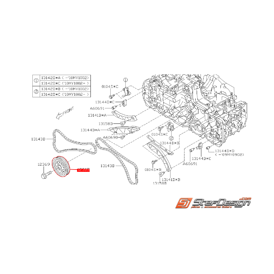 Poulie de vilebrequin origine SUBARU Diesel 2008