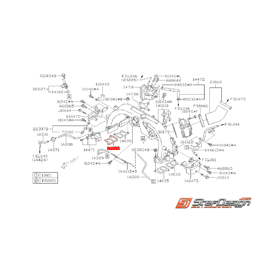 Joint de collecteur d'admission SUBARU WRX 2008 Diesel