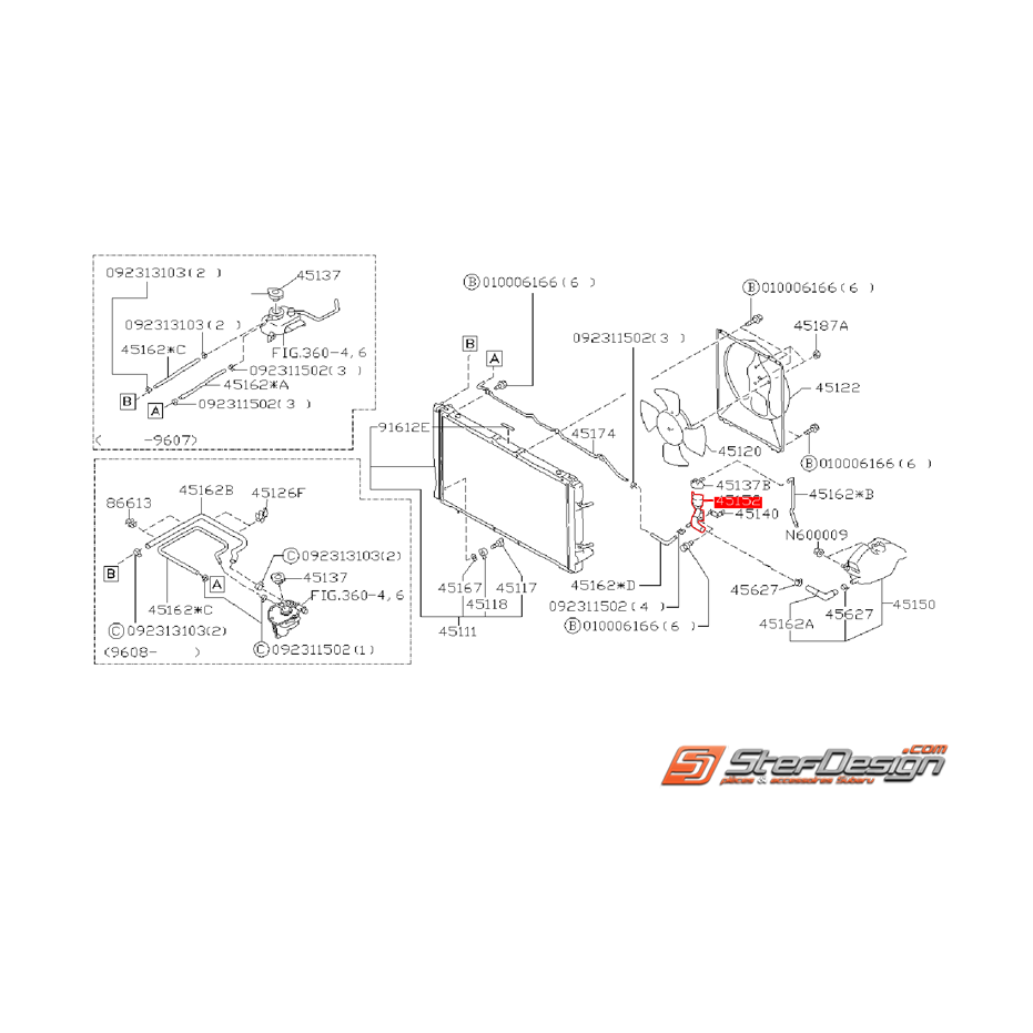 Goulotte de remplissage de bocal de trop plein SUBARU GT 94-00 Goulotte de remplissage de bocal de trop plein SUBARU GT 94-00