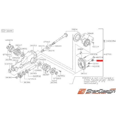 Contacteur de température de pont arrière subaru STI 06-07