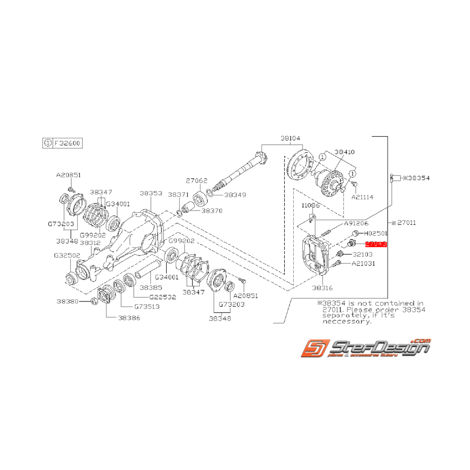 Contacteur de température de pont arrière subaru STI 06-07