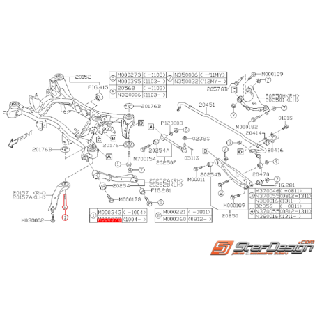 Vis de berceau arrière SUBARU WRX/STI 08-14