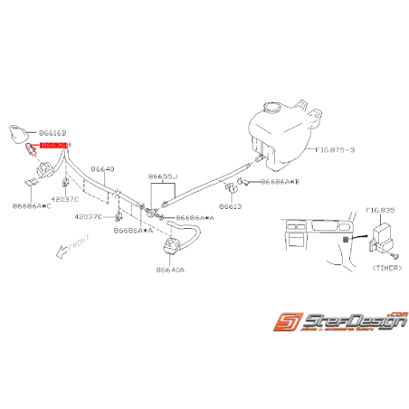 Embout de gicleur lave phare SUBARU FORESTER 2002