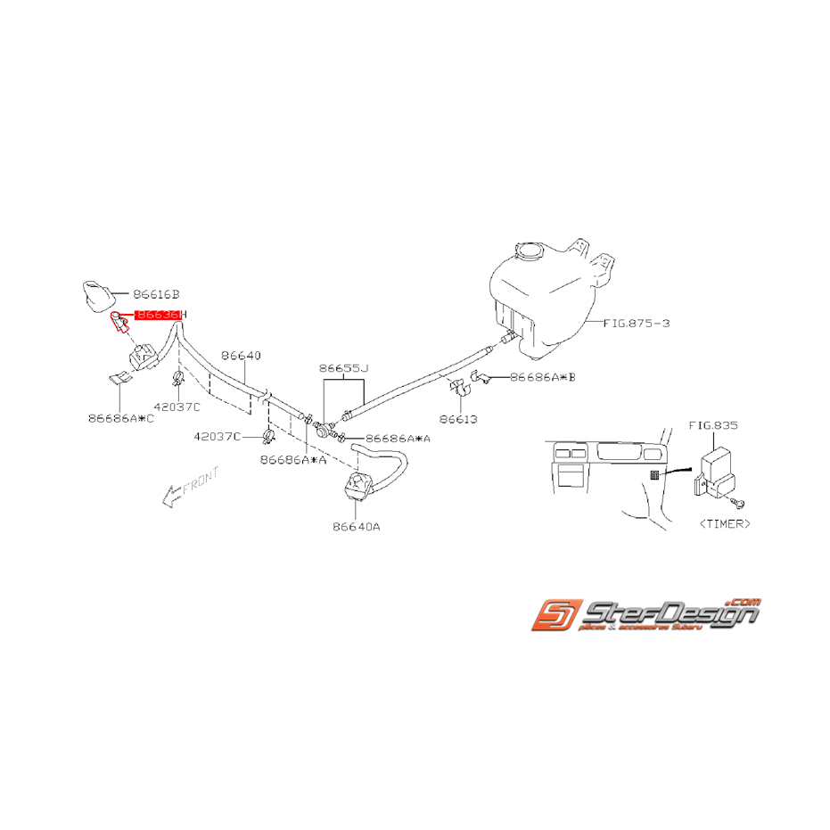Embout de gicleur lave phare SUBARU FORESTER 2002