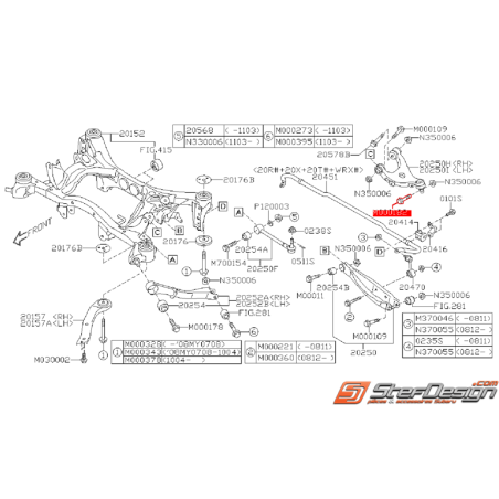 Vis de bras arrière origine SUBARU WRX/STI 08-14