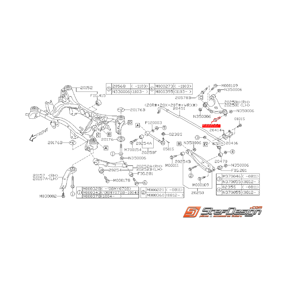 Vis de bras arrière origine SUBARU WRX/STI 08-14 Vis de bras arrière origine SUBARU WRX/STI 08-14