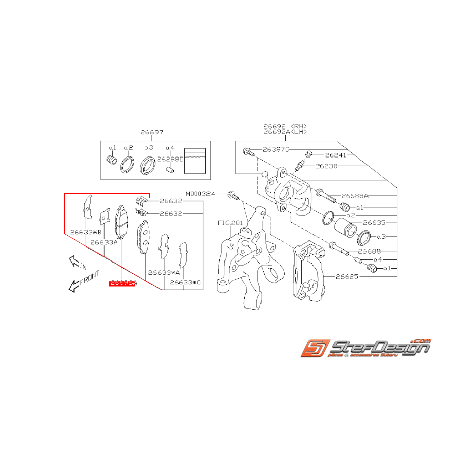 Plaquette de frein arrière origine SUBARU XV 2011
