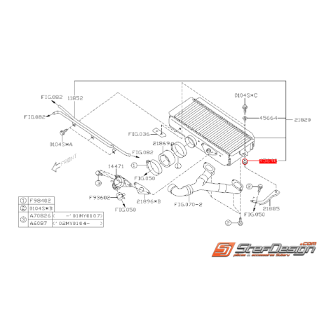 Silent bloc de support d'échangeur SUBARU WRX/STI 01-07