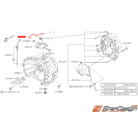 Durite de reniflard de boite 6 vitesses SUBARU STI 01-07