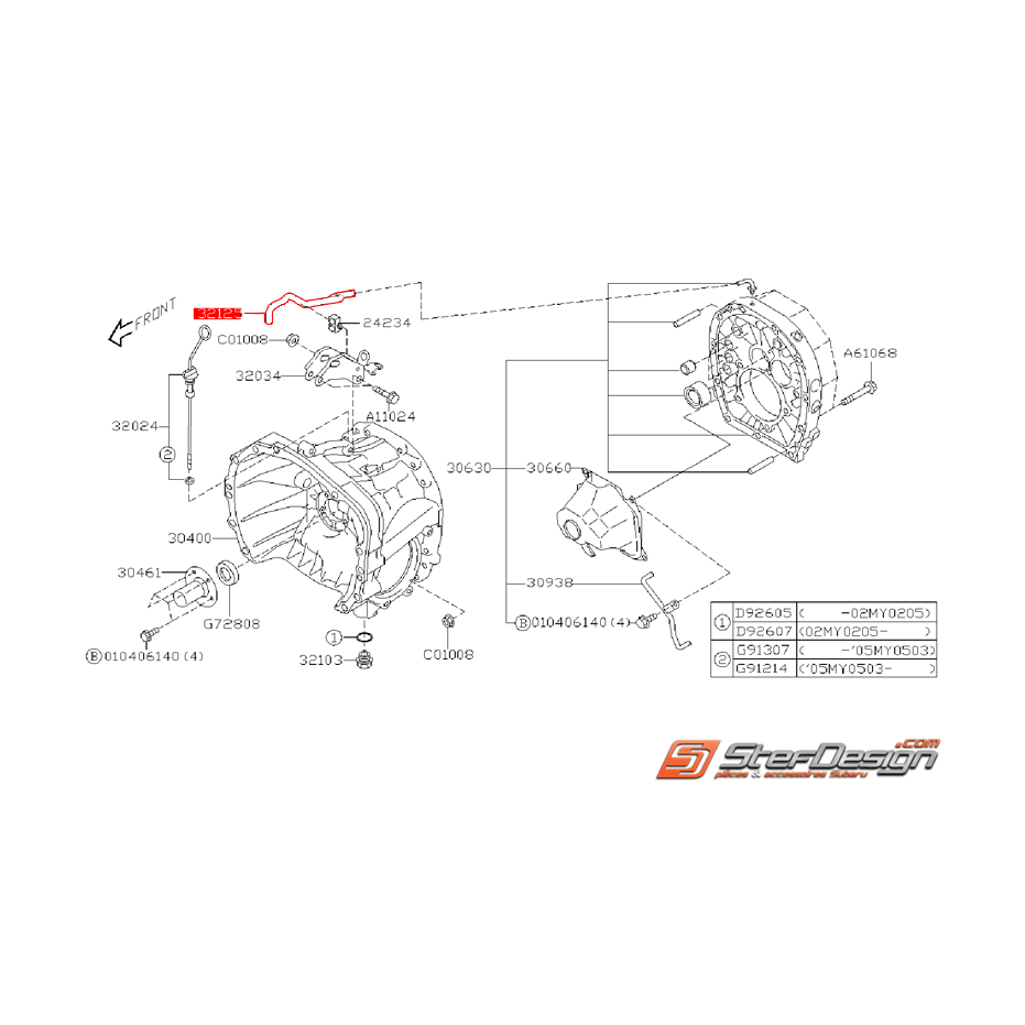 Durite de reniflard de boite 6 vitesses SUBARU STI 01-07 Durite de reniflard de boite 6 vitesses SUBARU STI 01-07