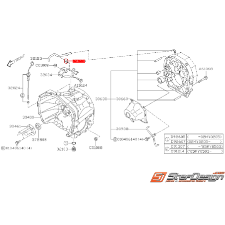 Agrafe de durite de reniflard de boite 6 vitesses SUBARU STI 01-07