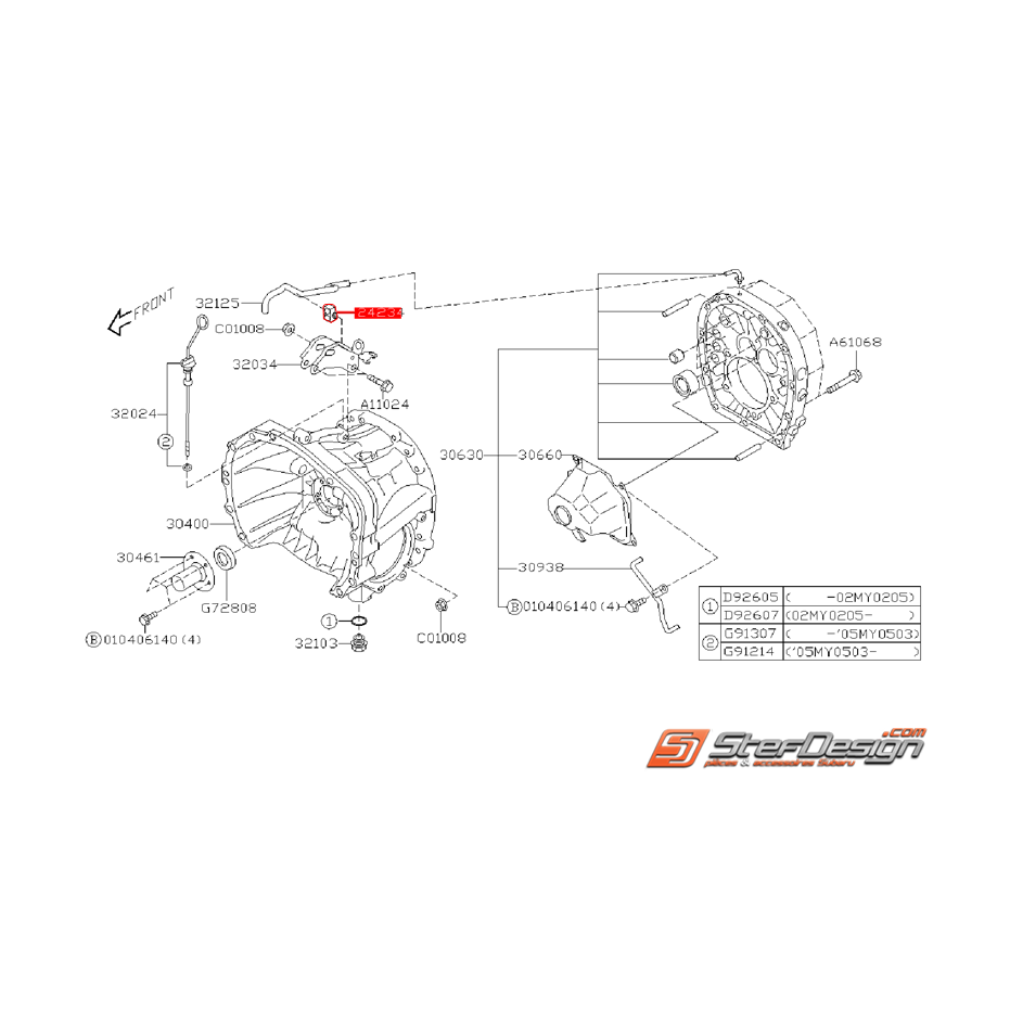 Agrafe de durite de reniflard de boite 6 vitesses SUBARU STI 01-07