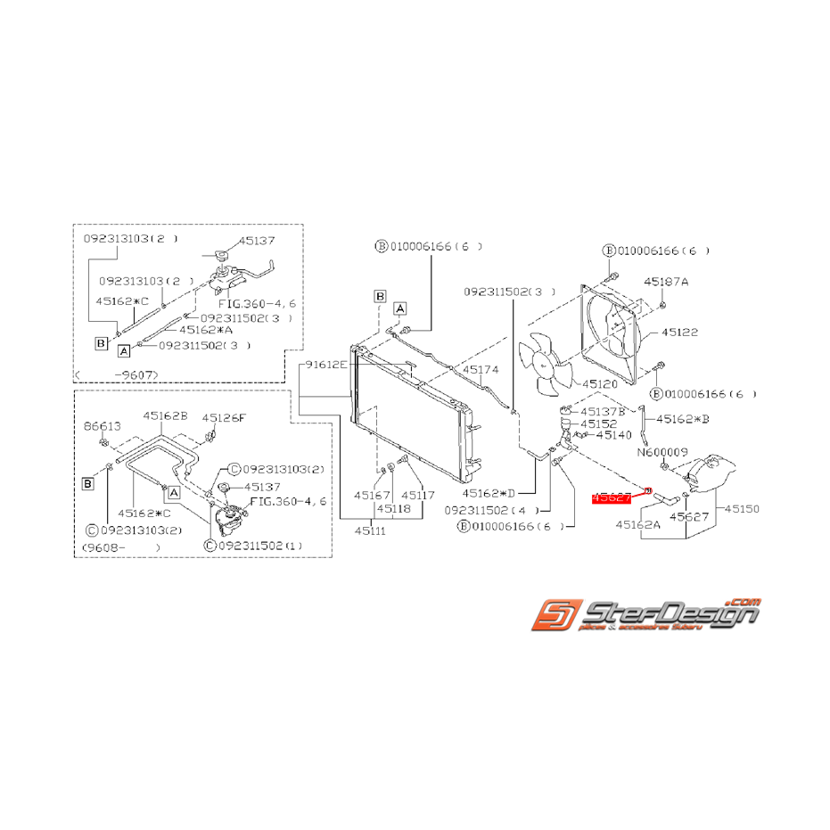 Attache tuyau de radiateur d'eau SUBARU GT 93-00 Attache tuyau de radiateur d'eau SUBARU GT 93-00