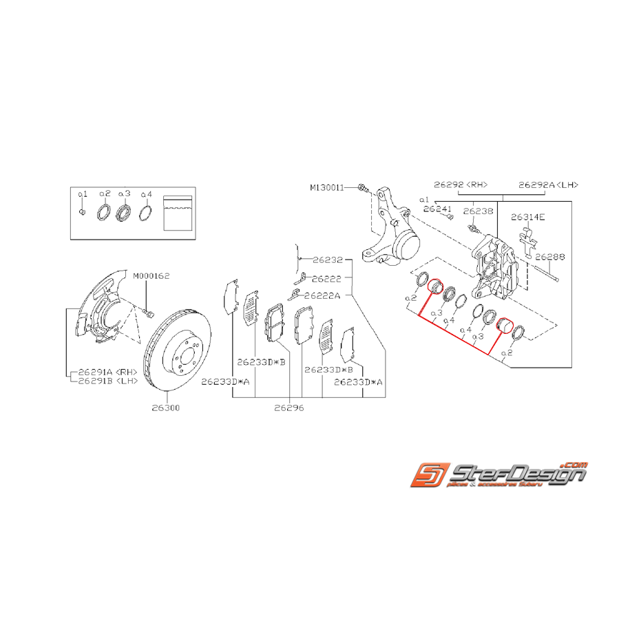 Pistons de frein avant origine SUBARU GT 97-98