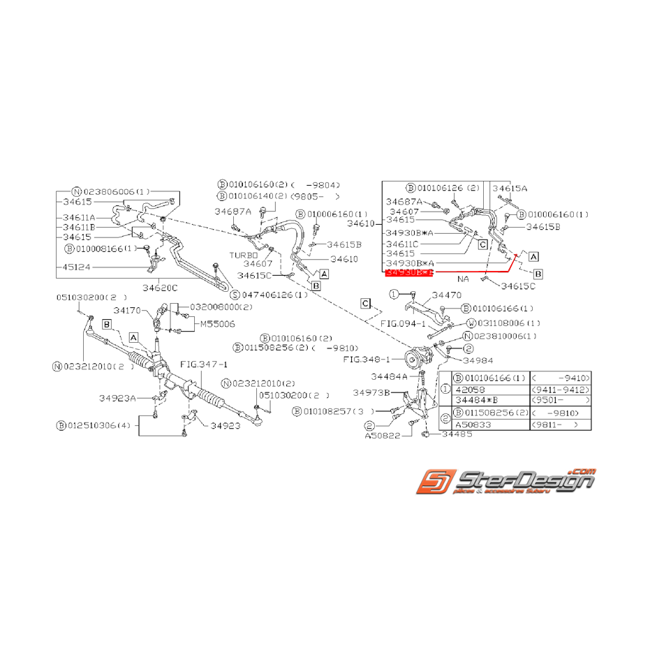 Joint torique de durite de crémaillère de direction SUBARU STI  /P1 / TYPE R Joint torique de durite de crémaillère de direction SUBARU STI  /P1 / TYPE R