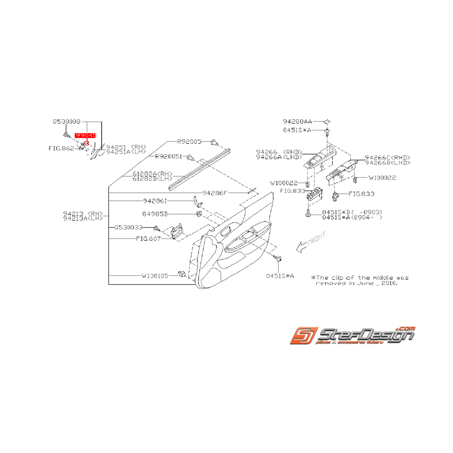 Clips de fixation de haut parleur de porte SUBARU WRX/STI 08-14 Clips de fixation de haut parleur de porte SUBARU WRX/STI 08-14