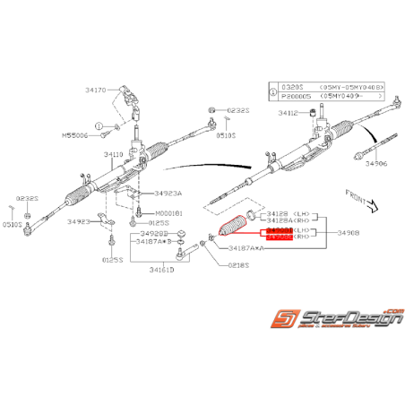 Soufflet de crémaillère de direction SUBARU WRX/STI 05-07