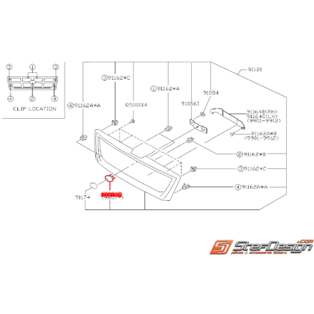 Support de logo de calandre SUBARU FORESTER 98-02