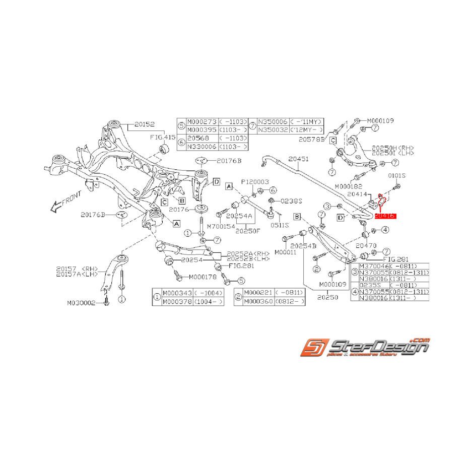 Support de silent bloc de barre stabilisatrice SUBARU WRX/STI 08-14 Support de silent bloc de barre stabilisatrice SUBARU WRX/STI 08-14