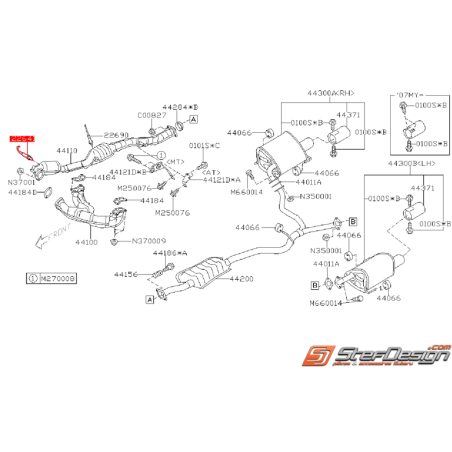 Sonde lambda (air/essence) sur downpipe SUBARU LEGACY 2004-2005