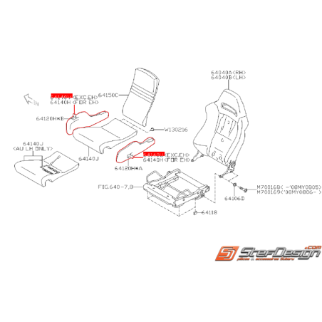 Revêtement "Recaro" latéral de siège avant STI 08-09