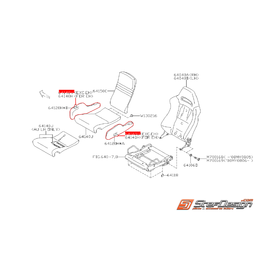 Revêtement "Recaro" latéral de siège avant STI 08-09