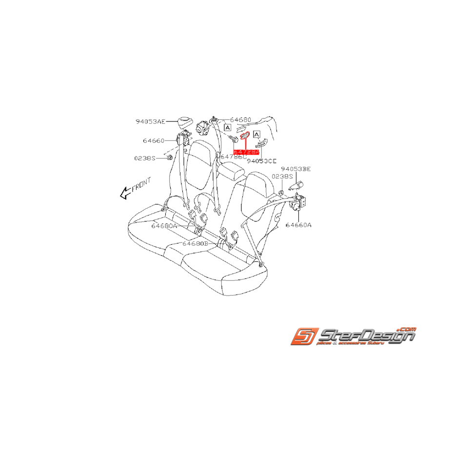 Support ceinture de sécurité arrière arrière WRX 2008 Diesel